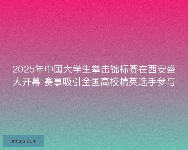 2025年中国大学生拳击锦标赛在西安盛大开幕 赛事吸引全国高校精英选手参与 2025年中国大学生拳击锦标赛在西安盛大开幕 赛事吸引全国高校精英选手参与