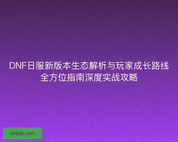 DNF日服新版本生态解析与玩家成长路线全方位指南深度实战攻略